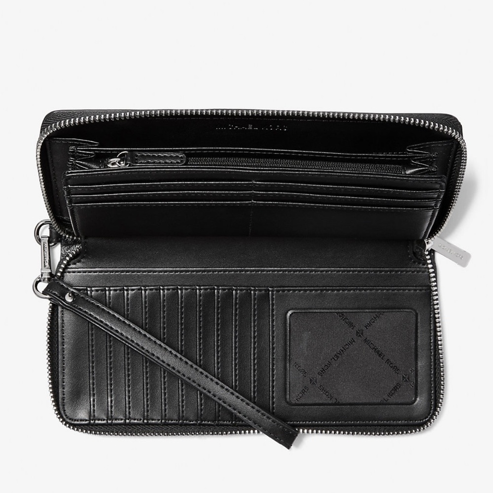Michael Kors Jet Set Travel Large Signature Logo and Metallic Continental Wallet - Picture 2 of 16